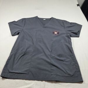 Houston Astros Scrub Top Nurse Uniform Gray V-Neck Short Sleeve Front Logo XL
